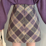 Gonna a trapezio a vita alta in lana scozzese