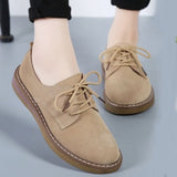 Scarpe Oxford da donna - Eleganti in pelle scamosciata - Punta tonda - Comoda suola antiscivolo