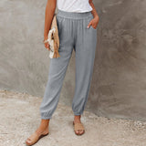 Pantaloni casual da donna – Vita elastica – Vestibilità ampia – Tessuto leggero e confortevole