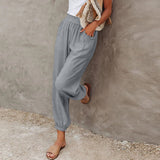 Pantaloni casual da donna – Vita elastica – Vestibilità ampia – Tessuto leggero e confortevole