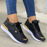 Sneakers da donna - Design trapuntato - Dettagli metallici - Comode allacciature