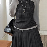 Gonna a vita alta plissettata in lana tinta unita