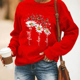 Felpa da donna – Vestibilità rilassata – Cotone morbido – Fantasia floreale e a farfalla