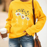 Felpa da donna – Vestibilità rilassata – Cotone morbido – Fantasia floreale e a farfalla