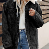 Giubbotto bomber in denim foderato in pile