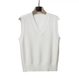 Gilet senza maniche da donna – Maglia di lana – Vestibilità comoda – Scollo a V a coste