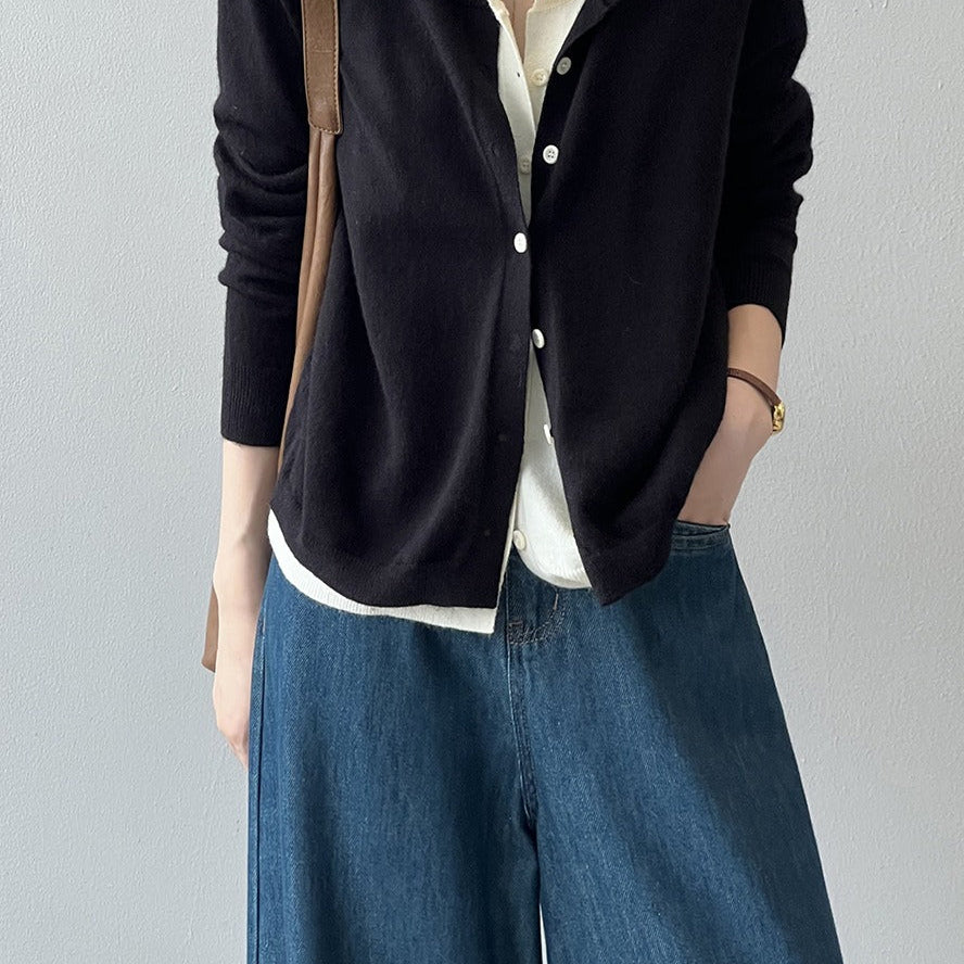 Cardigan a strati color block