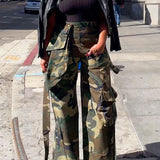 Pantaloni cargo multitasche casual mimetici