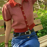 Cardigan a maniche corte con colletto rovesciato in maglia sottile