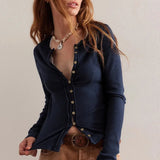 Cardigan a coste a maniche lunghe slim