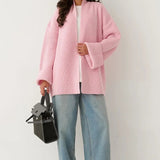 Cardigan in maglia con cintura annodata in vita, comodo e rilassato