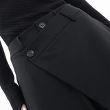 Pantaloni da donna - Vita alta - Gamba larga e fluida - Drappeggio asimmetrico - Eleganti e chic