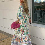 Completo gonna e top da donna - Stile avvolgente - Maniche lunghe - Stampa floreale - Fluido