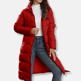 Cappotto lungo da donna – Caldo piumino – Cappuccio – Taglio dritto – Trapuntato comfort