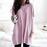Tunica da donna - Maglia leggera - Vestibilità ampia - Ampio scollo rotondo - Maniche lunghe