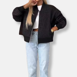 Giubbotto bomber da donna – Vestibilità comoda – Trapuntato – Cerniera frontale – Rifiniture a costine