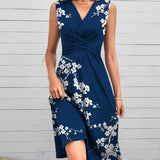 Alina - Elegante abito senza maniche con stampa floreale