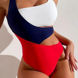 Costume da bagno da donna a vita alta color-block - Elegante e comodo