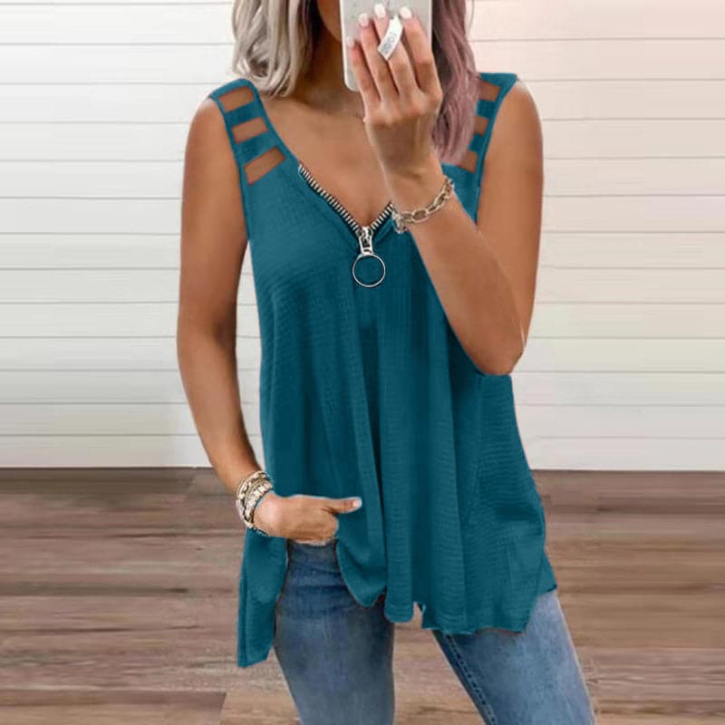 Camicetta senza maniche da donna - Tessuto di alta qualità - Taglio elegante - Leggera e comoda