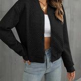 Giubbotto bomber da donna – Taglio corto – Trapuntato – Chiusura con zip – Rifiniture a costine