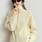 Cardigan in maglia spessa con cerniera e collo alla marinara