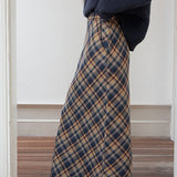 Gonna a tubino scozzese vintage a vita alta