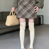 Gonna a trapezio a vita alta in lana scozzese