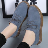 Scarpe Oxford da donna - Eleganti in pelle scamosciata - Punta tonda - Comoda suola antiscivolo