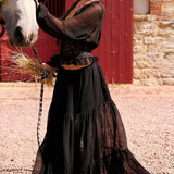 Completo gonna con lacci in pizzo e chiffon trasparente sexy