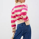 Cardigan lavorato a maglia color block russo