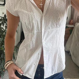 Camicetta versatile a quadri rossi e bianchi