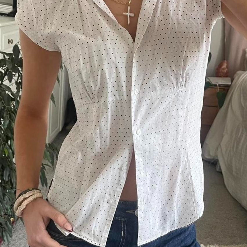 Camicetta versatile a quadri rossi e bianchi