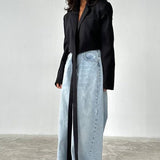 Blazer tinta unita con collo annodato