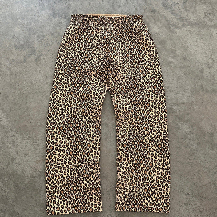 Felpa con cappuccio hip-hop con stampa leopardata Y2K