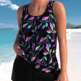 Canotta da donna - Tessuto leggero - Vestibilità ampia - Motivo casual a foglie