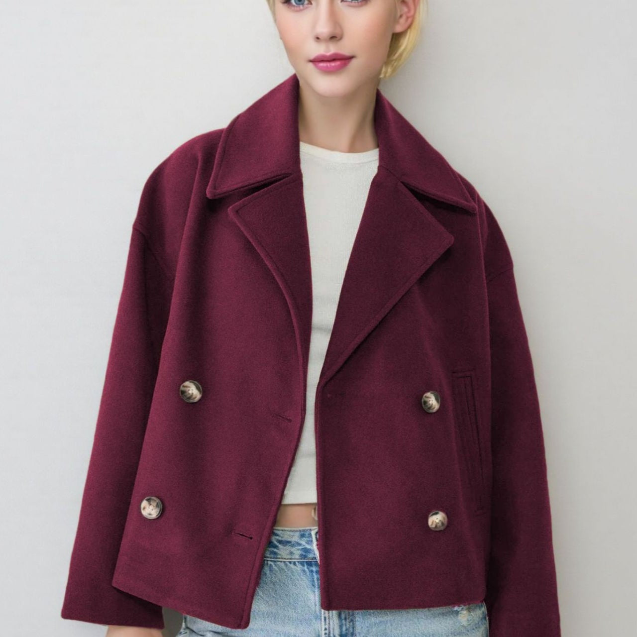 Giacca in misto lana con revers oversize