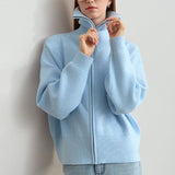 Cardigan in maglia spessa con cerniera e collo alla marinara