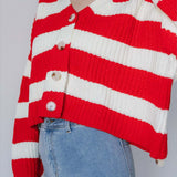 Cardigan lavorato a maglia a righe larghe con scollo a V e maniche lunghe