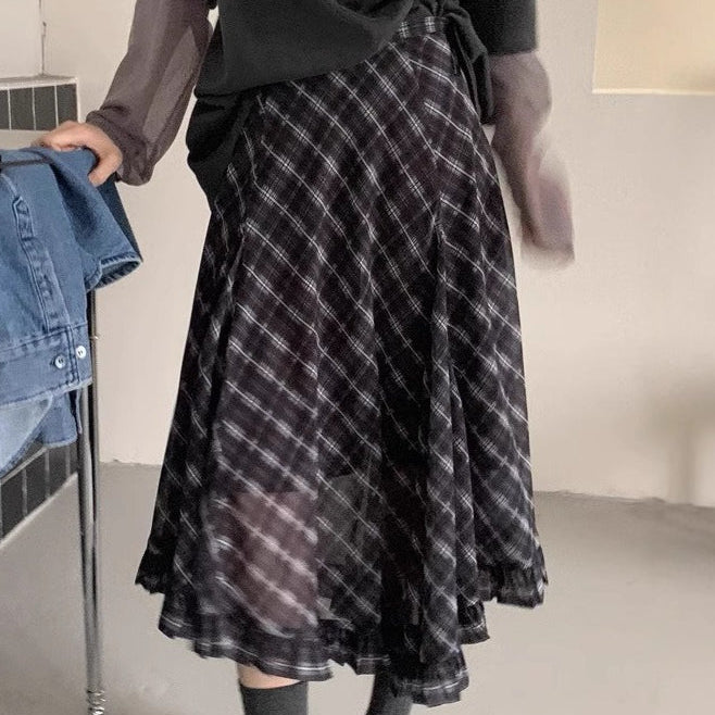 Gonna asimmetrica scozzese bicolore vintage