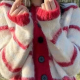 Cardigan corto a righe con scollo tondo