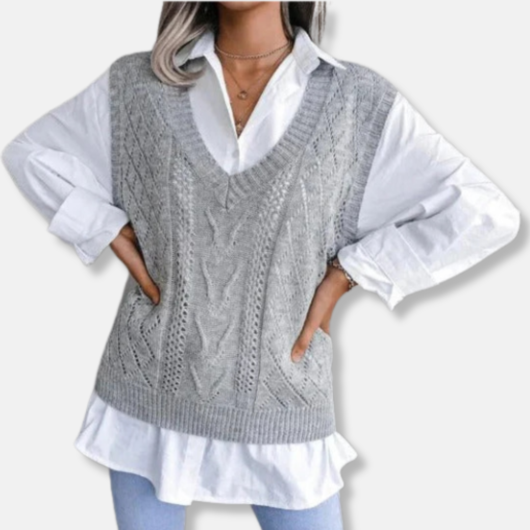 Cardigan da donna – Lavorato a maglia – Vestibilità comoda – Scollo a V – Elegante motivo a trecce