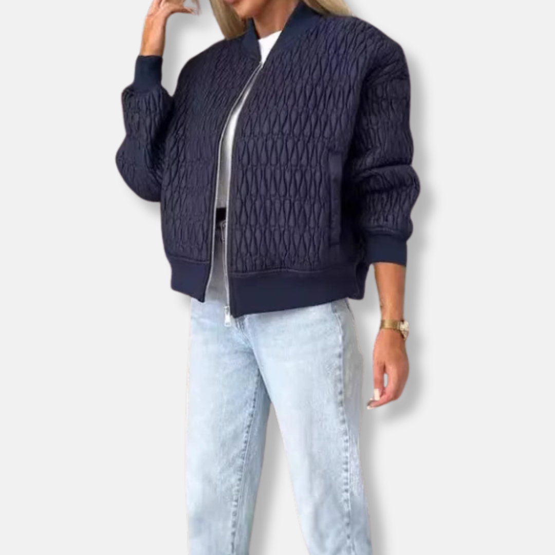 Giubbotto bomber da donna – Vestibilità comoda – Trapuntato – Cerniera frontale – Rifiniture a costine