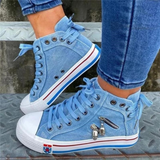 Sneakers alte da donna – Tessuto traspirante – Chiusura con lacci e zip – Stile casual