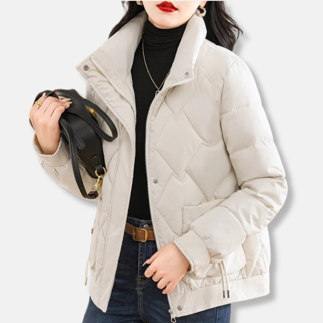 Giacca trapuntata da donna - Fodera trapuntata isolante - Collo alto - Taglio corto