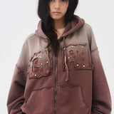 Felpa con cappuccio vintage lavata sfumata