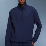 Felpa ampia e solida con mezza zip da atletica