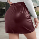 Gonna a trapezio con spacco alto in PU