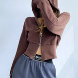 Felpa con cappuccio slim corta con doppia cerniera