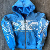 Felpa con cappuccio e zip a maniche lunghe vintage con stampa 3D