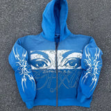 Felpa con cappuccio e zip a maniche lunghe vintage con stampa 3D